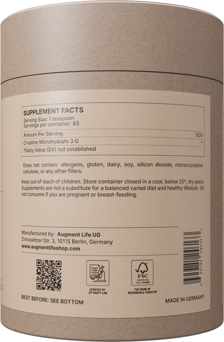 Back label of a supplement container with text and symbols.
