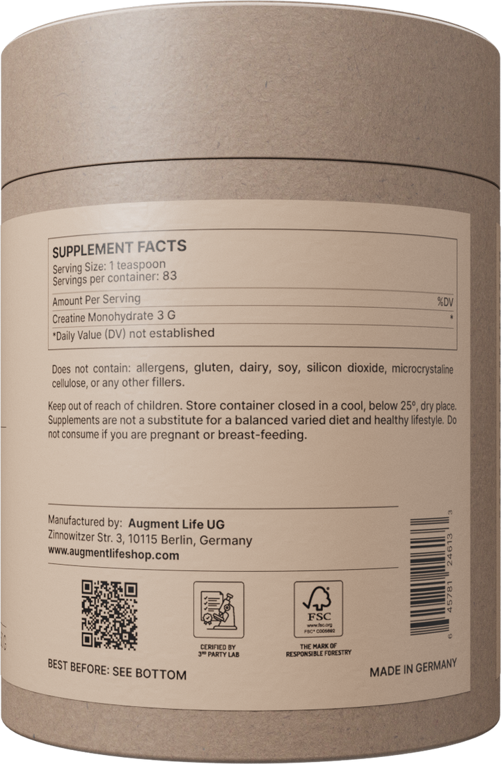 Back label of a supplement container with text and symbols.