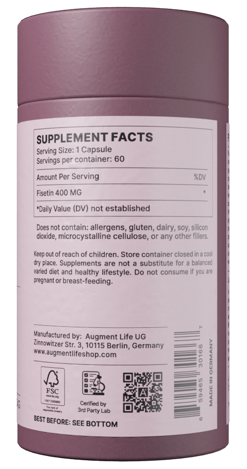 Supplement container with purple label displaying supplement facts on a white background