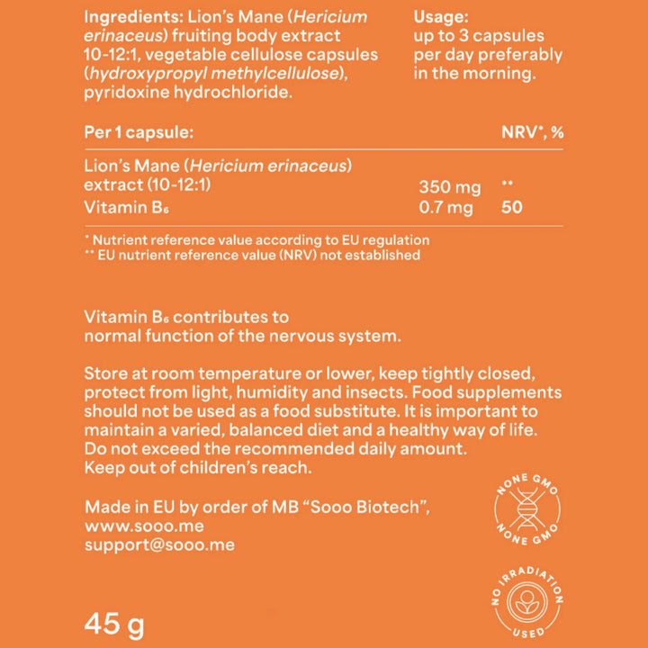 Sooo.me™ - SOOO focused: Lion’s Mane extract 10-12:1