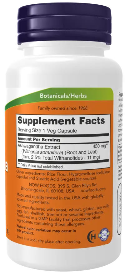 Ashwagandha 450 mg Veg Capsules NOW