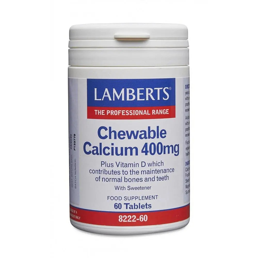 Chewable Calcium 400mg With Vitamin D and FOS, lemon flavor Lamberts