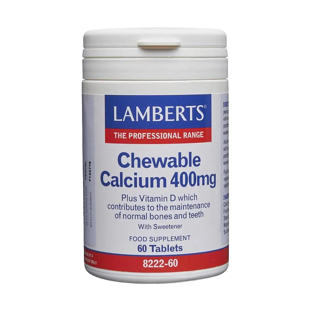 Chewable Calcium 400mg With Vitamin D and FOS, lemon flavor Lamberts