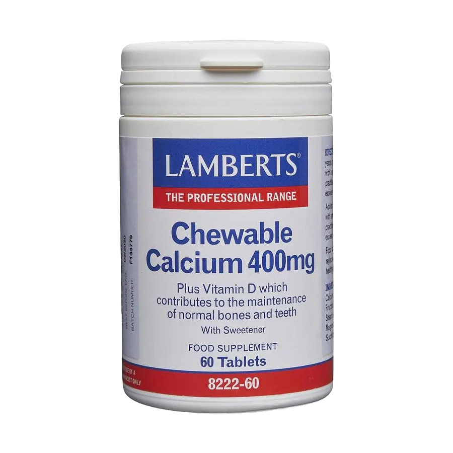 Chewable Calcium 400mg With Vitamin D and FOS, lemon flavor Lamberts