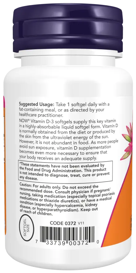 Vitamin D-3 5000 IU Softgels NOW