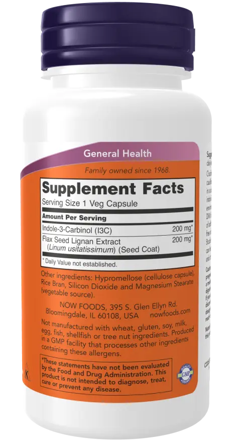 Indole-3-Carbinol (I3C) 200 mg Veg Capsules NOW