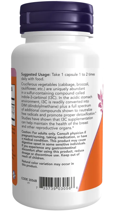 Indole-3-Carbinol (I3C) 200 mg Veg Capsules NOW