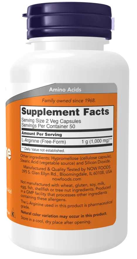 L-Arginine 500 mg Veg Capsules NOW