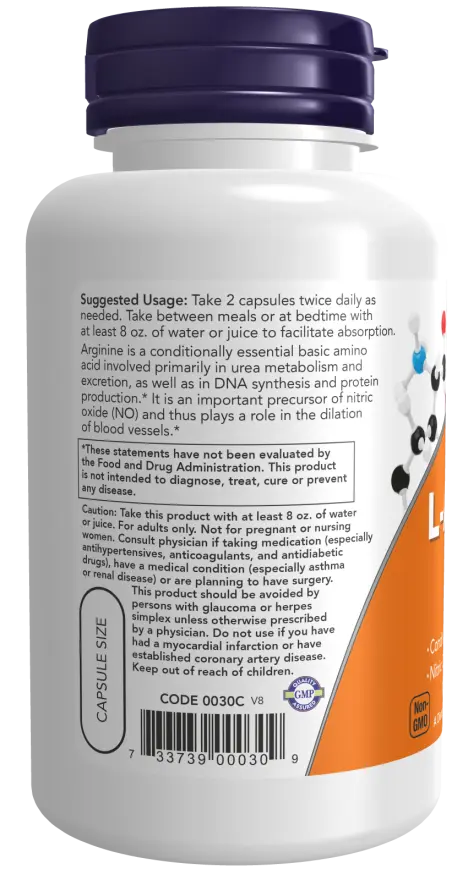 L-Arginine 500 mg Veg Capsules NOW