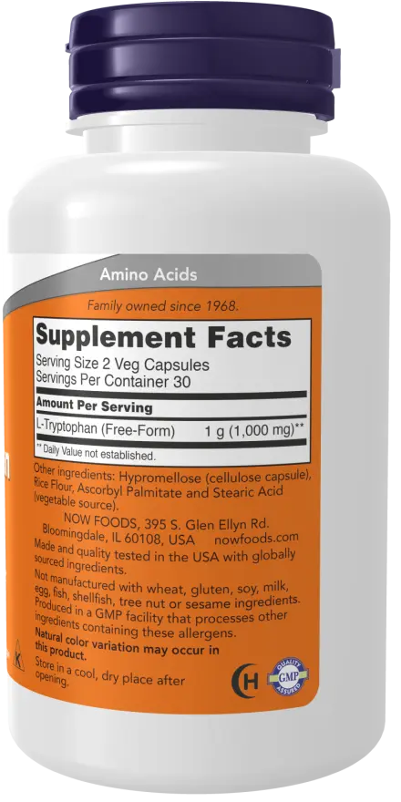 L-Tryptophan 500 mg Veg Capsules NOW