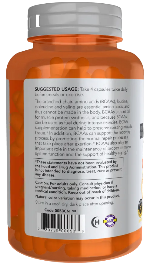 Branched Chain Amino Acids Veg Capsules NOW Sports
