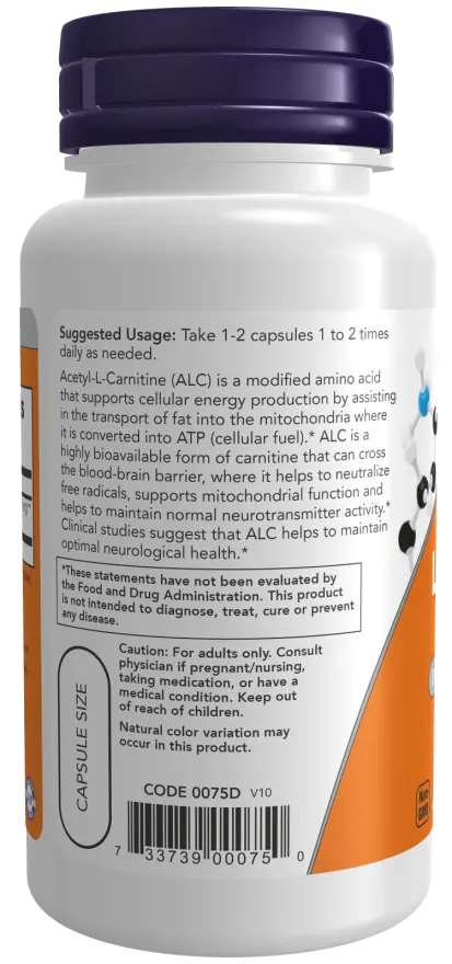Acetyl-L-Carnitine 500 mg Veg Capsules NOW