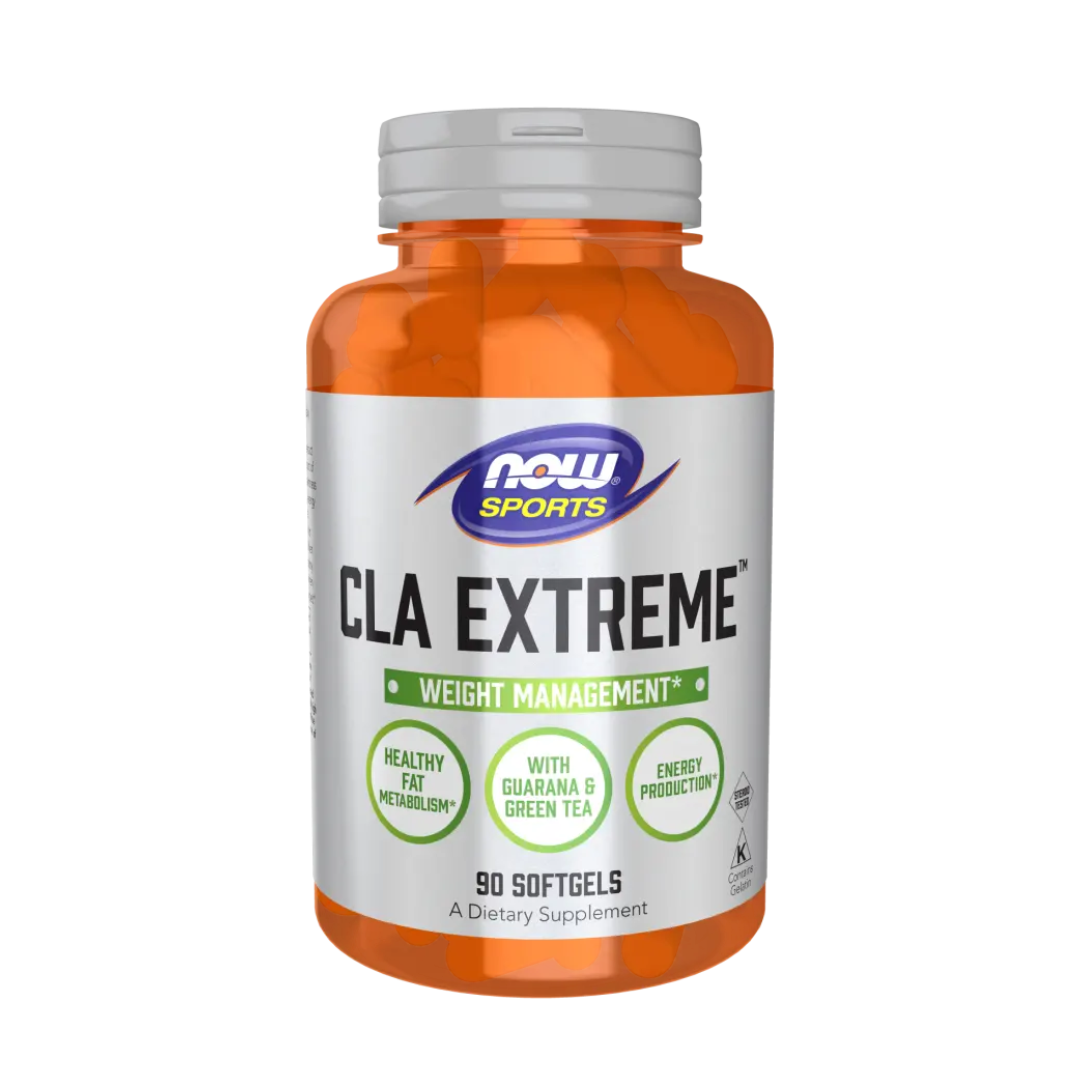 Supplement bottle labeled 'CLA Extreme' by NOW Sports on a white background