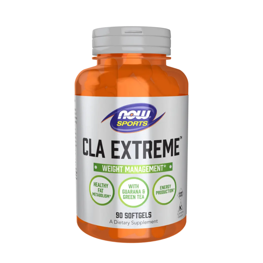 Supplement bottle labeled 'CLA Extreme' by NOW Sports on a white background
