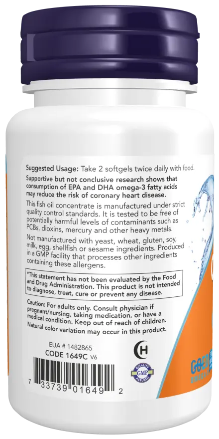 Omega-3 Fish Oil, Molecularly Distilled Softgels NOW