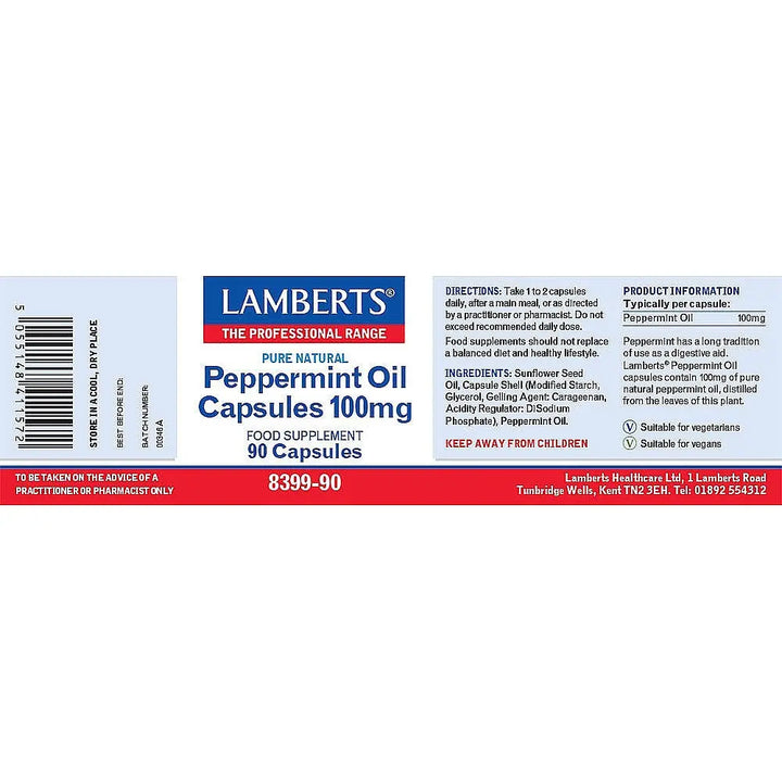 Peppermint Oil Capsules 100mg Lamberts