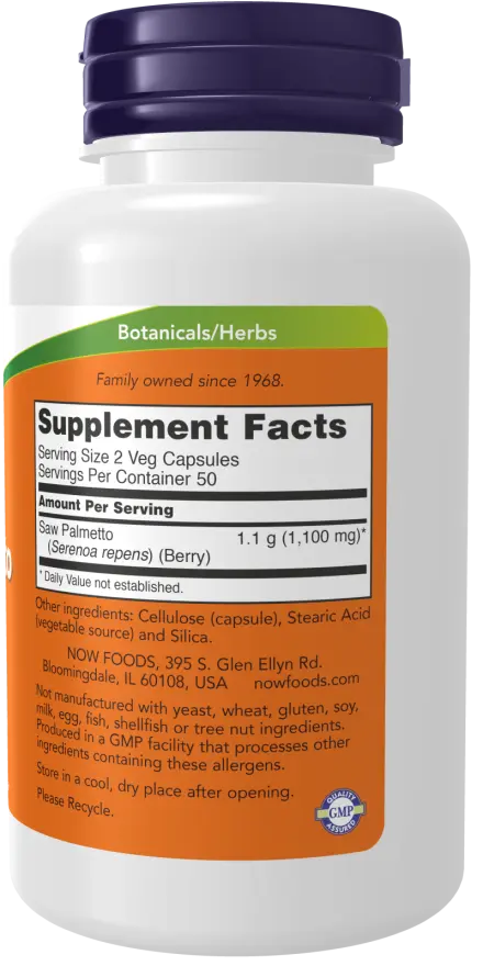 Saw Palmetto Berries 550 mg Veg Capsules NOW