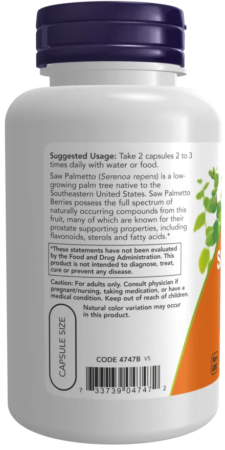 Saw Palmetto Berries 550 mg Veg Capsules NOW
