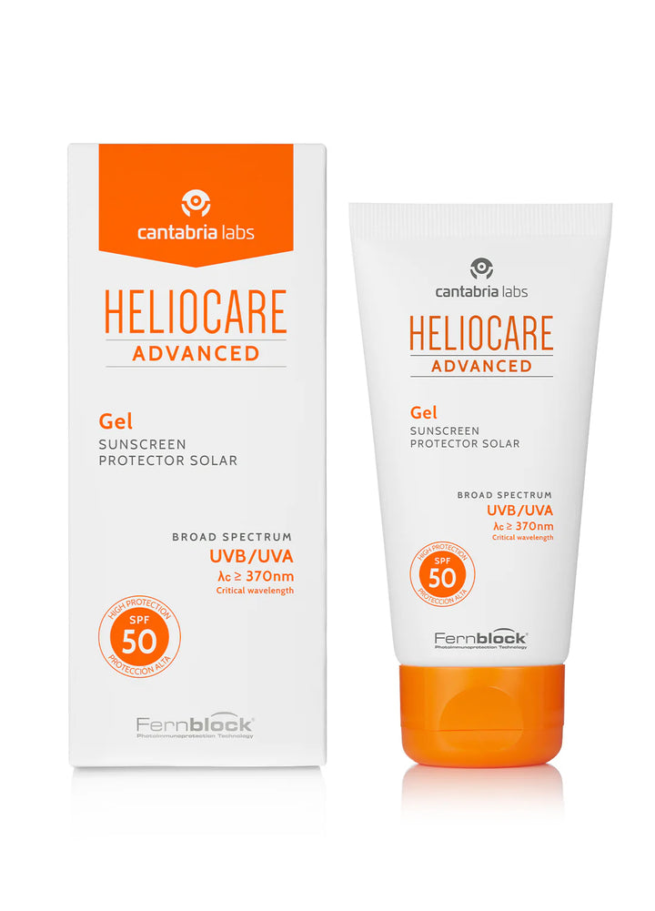 Heliocare Advanced sunscreen gel packaging on a white background