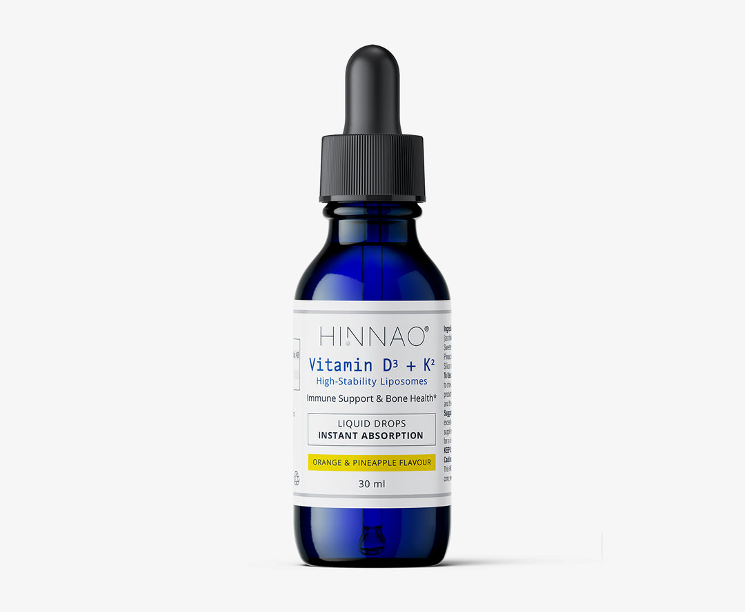 Blue bottle with dropper labeled 'HINNAO' on a white background