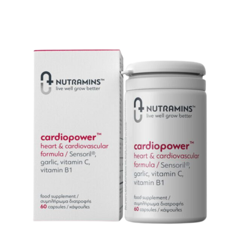 Nutramins Cardiopower Packaging of Supplement on a transparent background