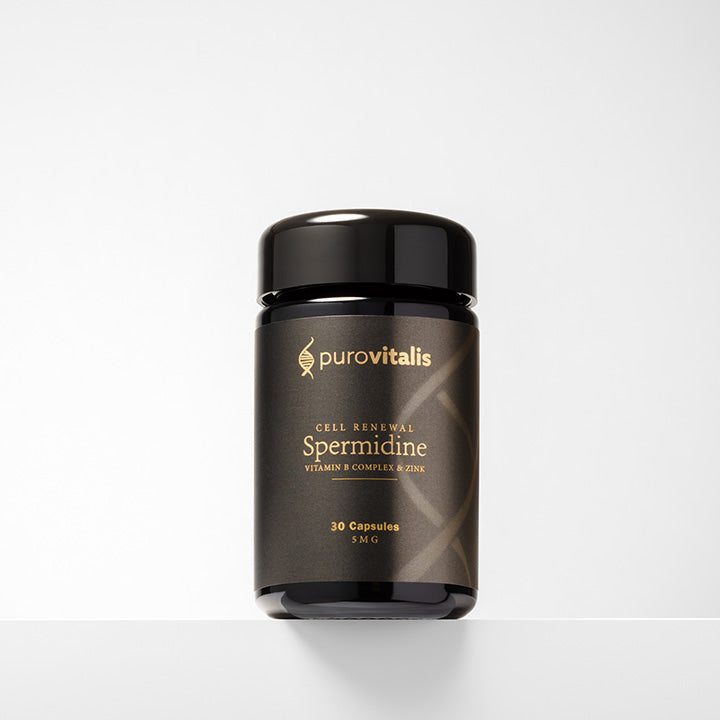 image of spermidine purovitalis bottle on a light background