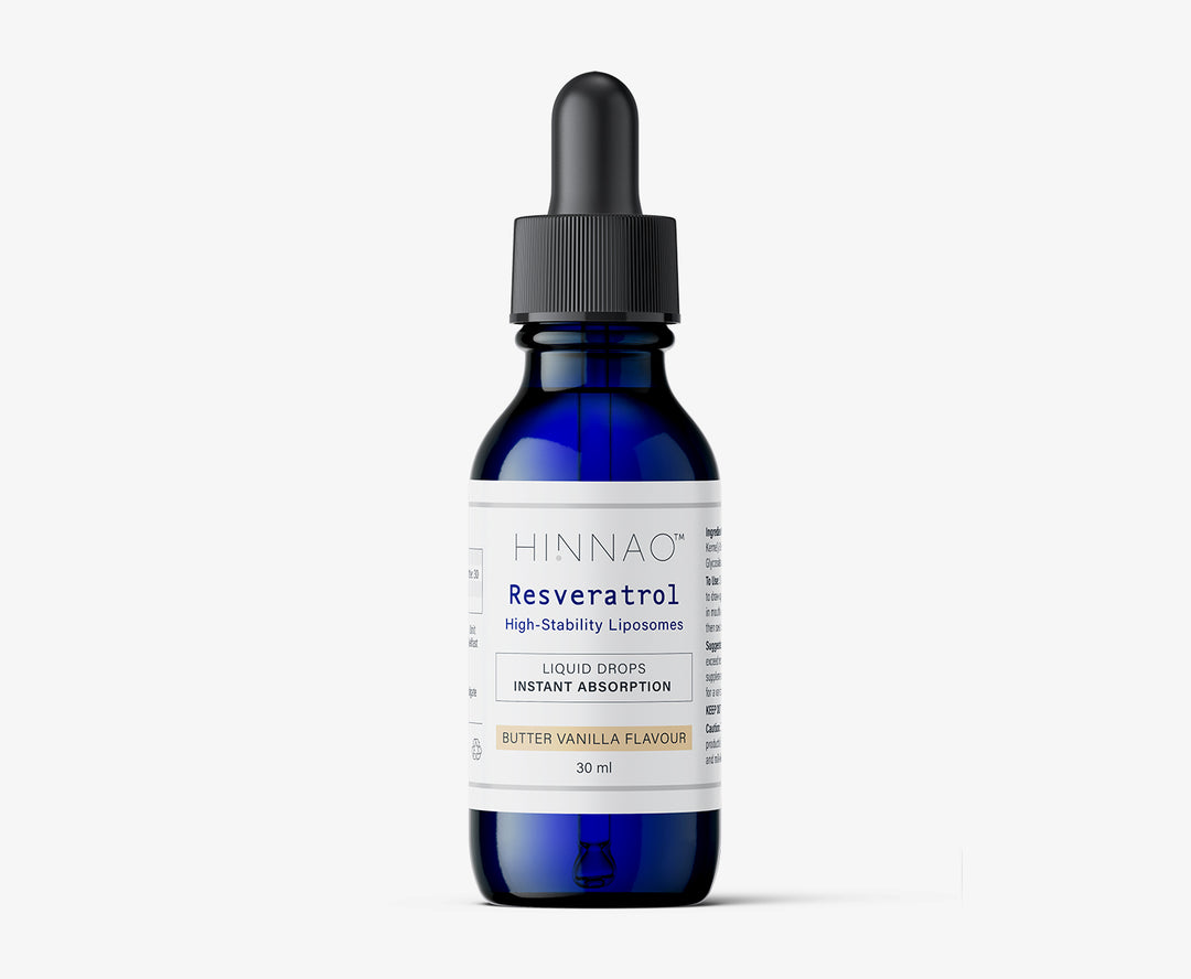 Blue bottle labeled 'Hinnao' on a white background