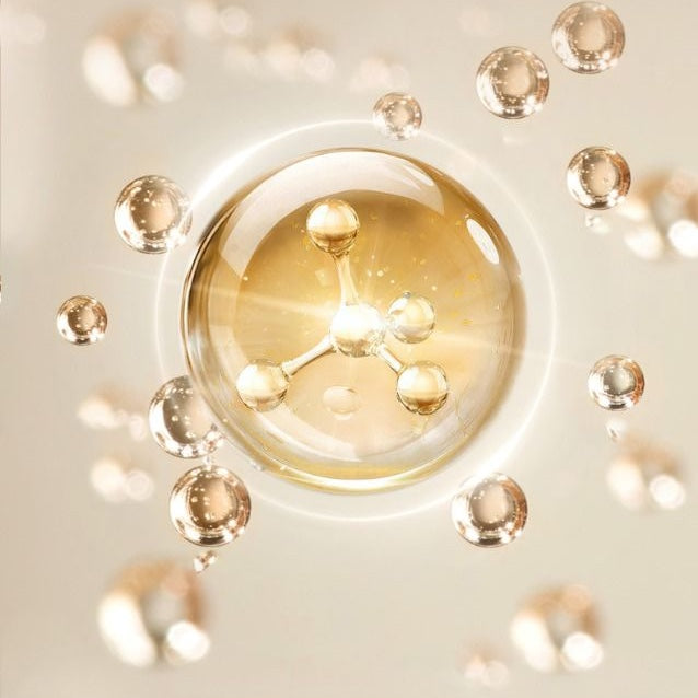 Golden molecular structure representing cellular health and vitality - premium longevity supplements