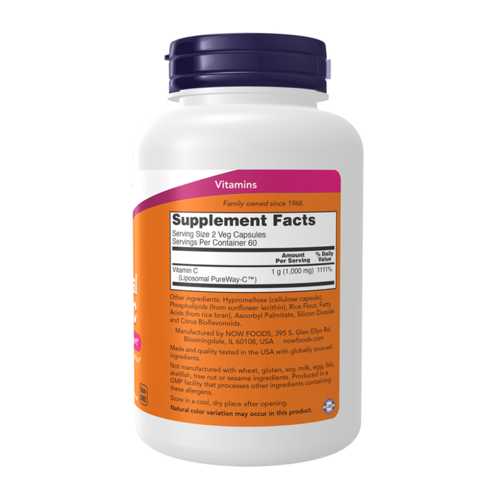 NOW Foods Liposomal Vitamin C supplement facts 