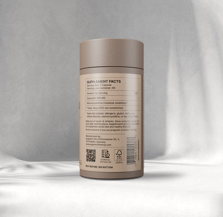 Supplement container with label on a gray background