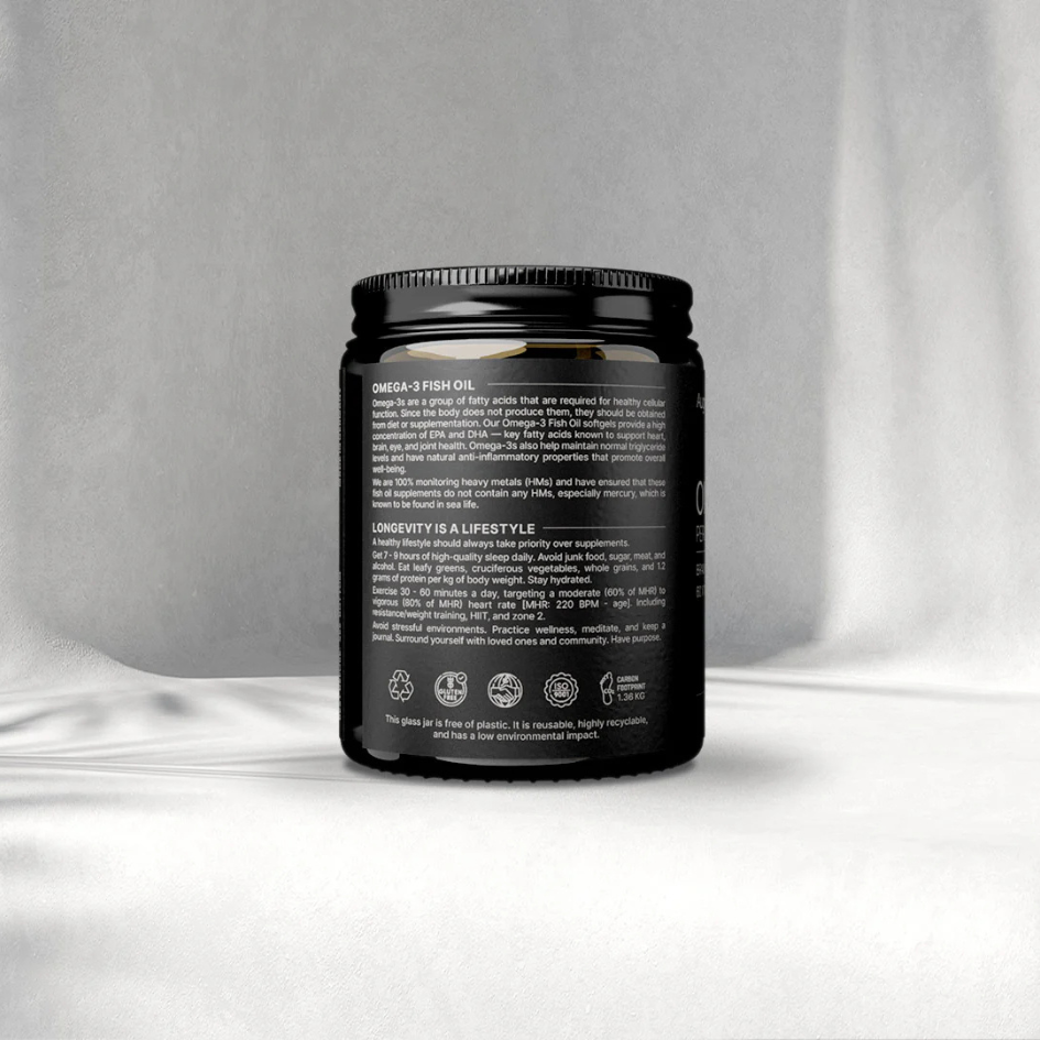 Black container with label on a gray background