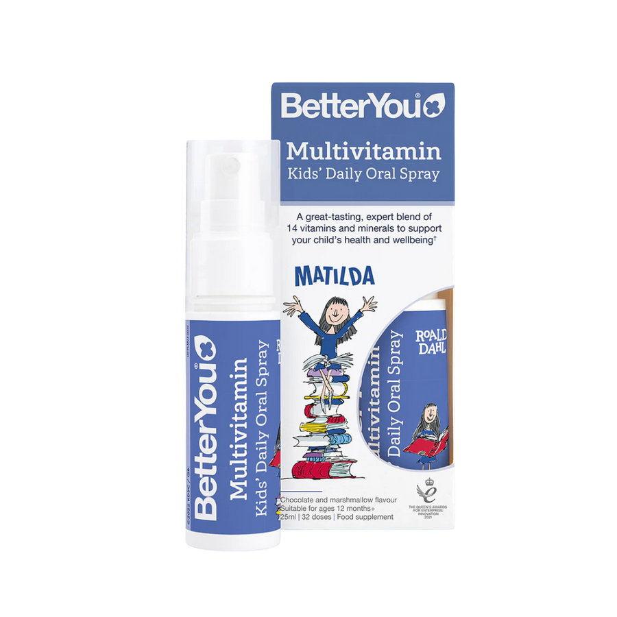 BetterYou Multivitamin Kids' Daily Oral Spray packaging on a white background