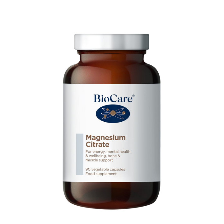 Biocare Magnesium Citrate supplement bottle on a white background