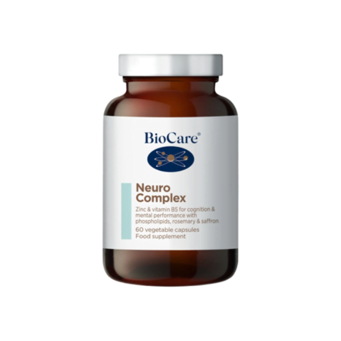 BioCare Neuro Complex supplement bottle on a transparent background