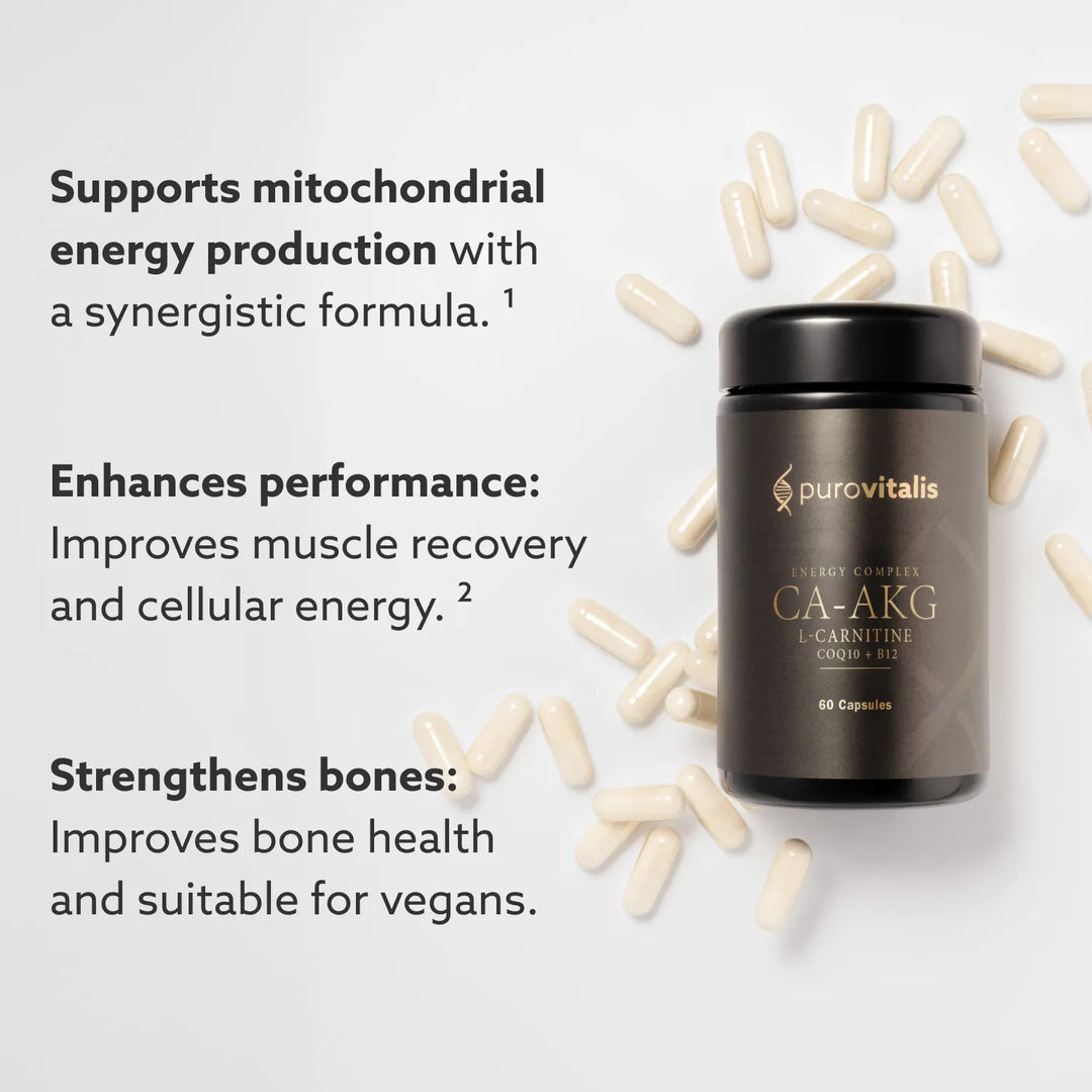 Purovitalis supplement bottle with capsules on a light gray background