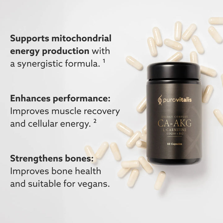 Purovitalis supplement bottle with capsules on a light gray background