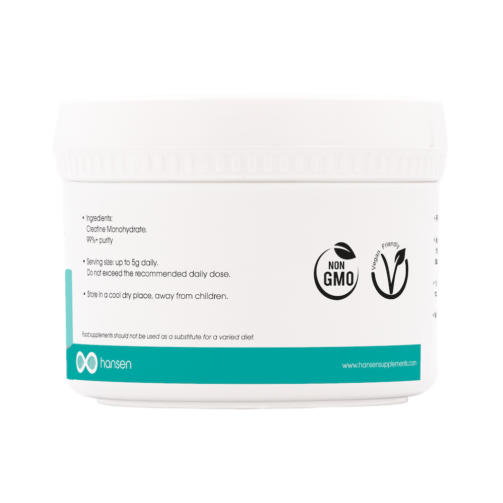 White container with a label on a white background