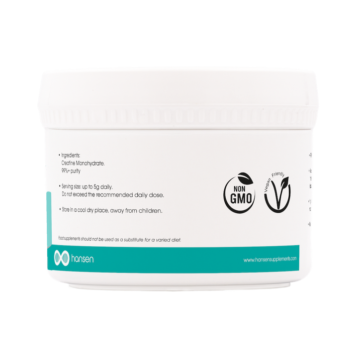 White container with a label on a white background