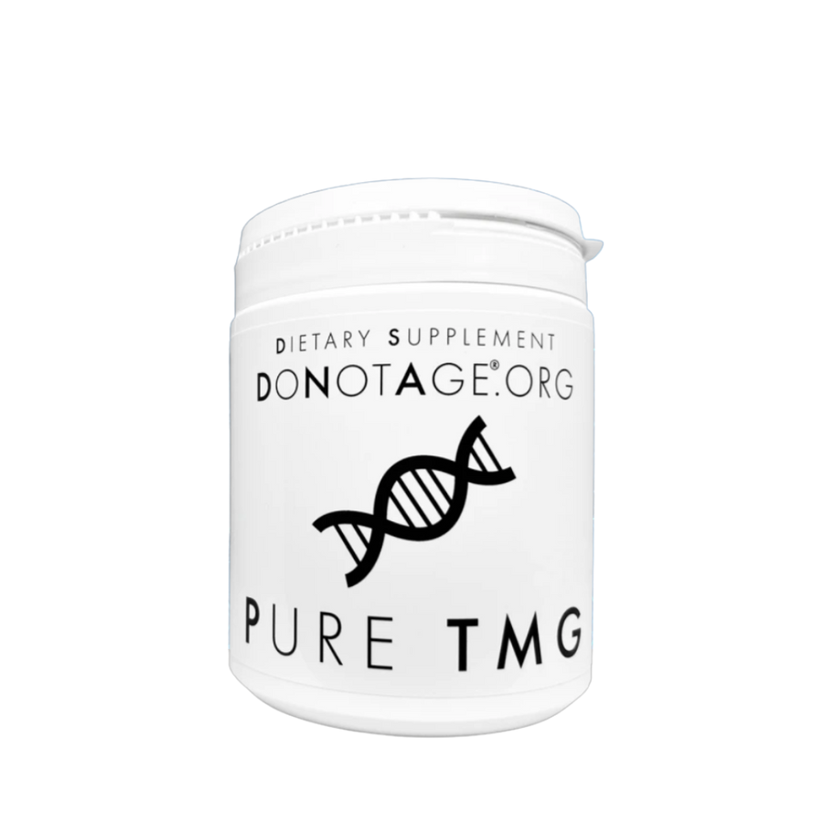 DoNotAge Pure TMG Trimethylglycine supplement bottle for methylation and DNA support available at O-Biotique Greece