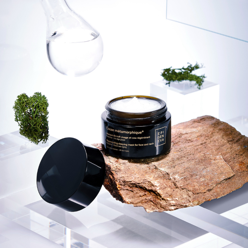 Epigeniva Cocon métamorphique Skin Perfecting Gel-Mask – jar on display, open
