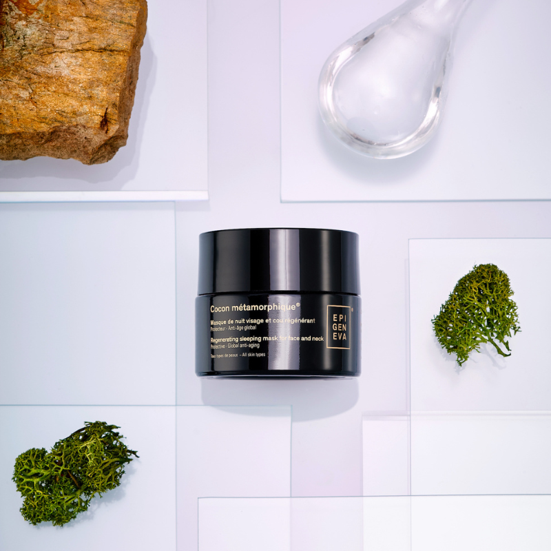 Epigeniva Cocon métamorphique Skin Perfecting Gel-Mask – jar on display, top view