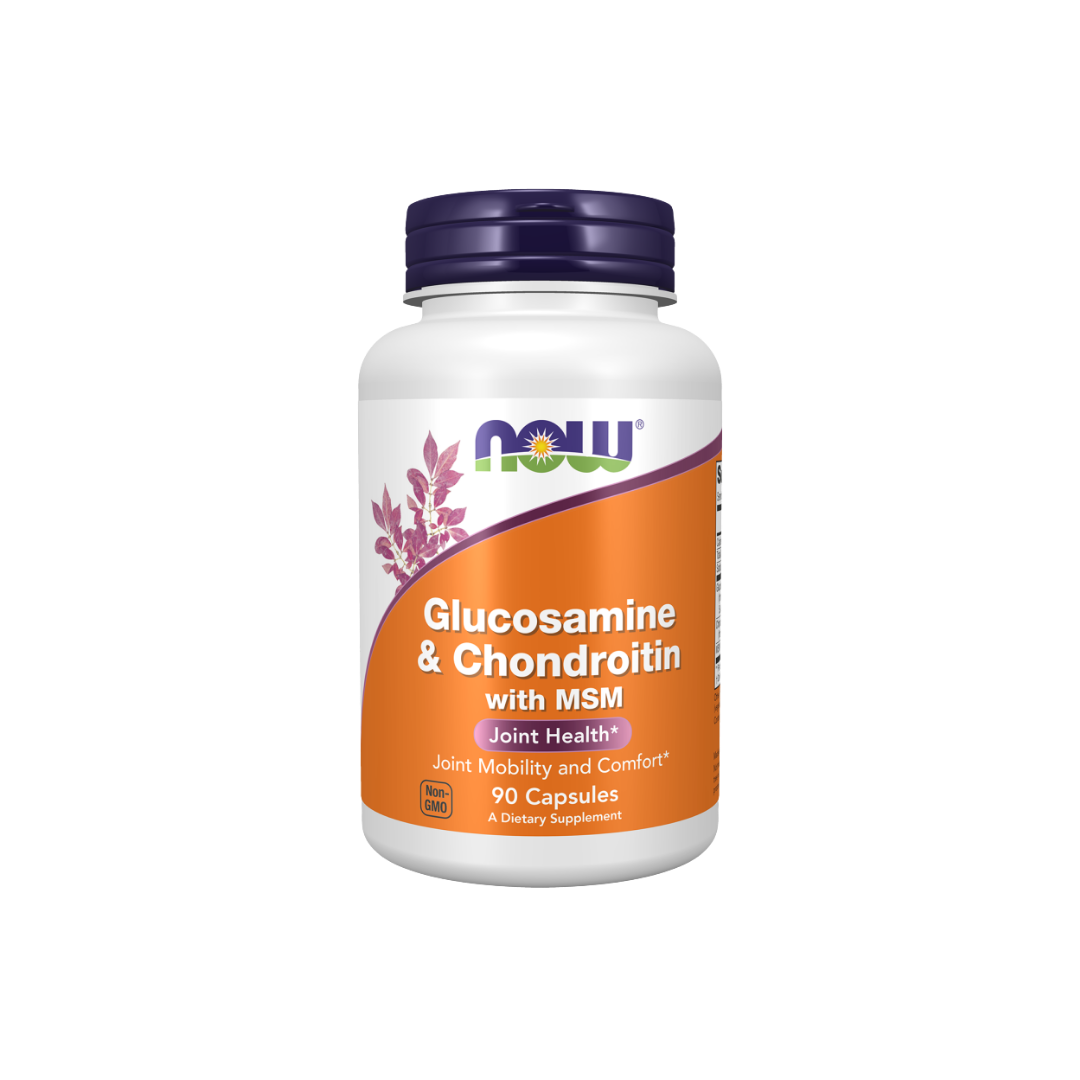 Supplement bottle labeled 'Glucosamine & Chondroitin with MSM' on a white background
