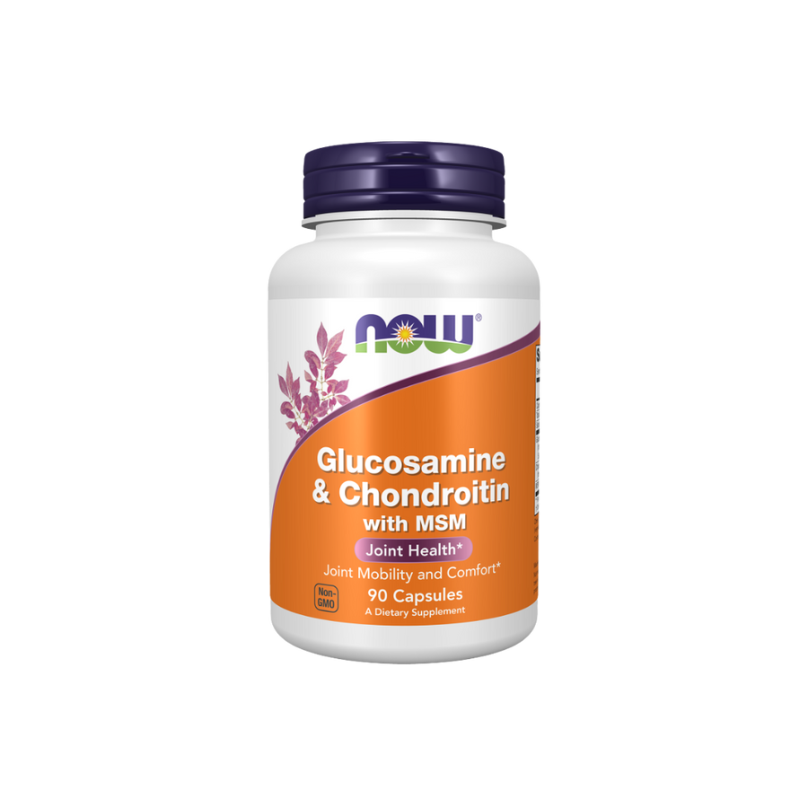Supplement bottle labeled 'Glucosamine & Chondroitin with MSM' on a white background