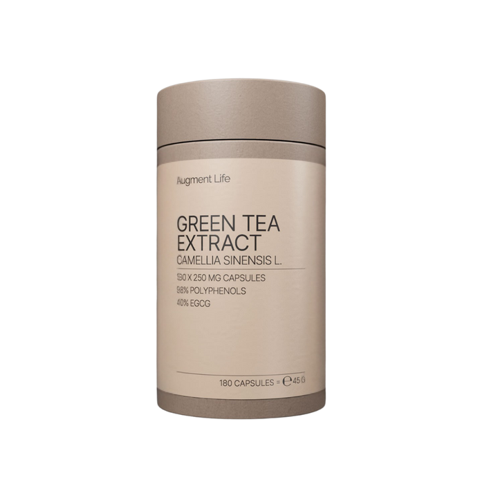 Beige container of Green Tea Extract by Augment Life on a white background