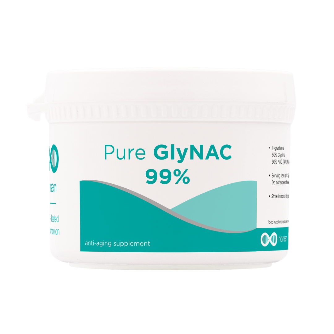 Container of Pure GlyNAC 99% on a white background