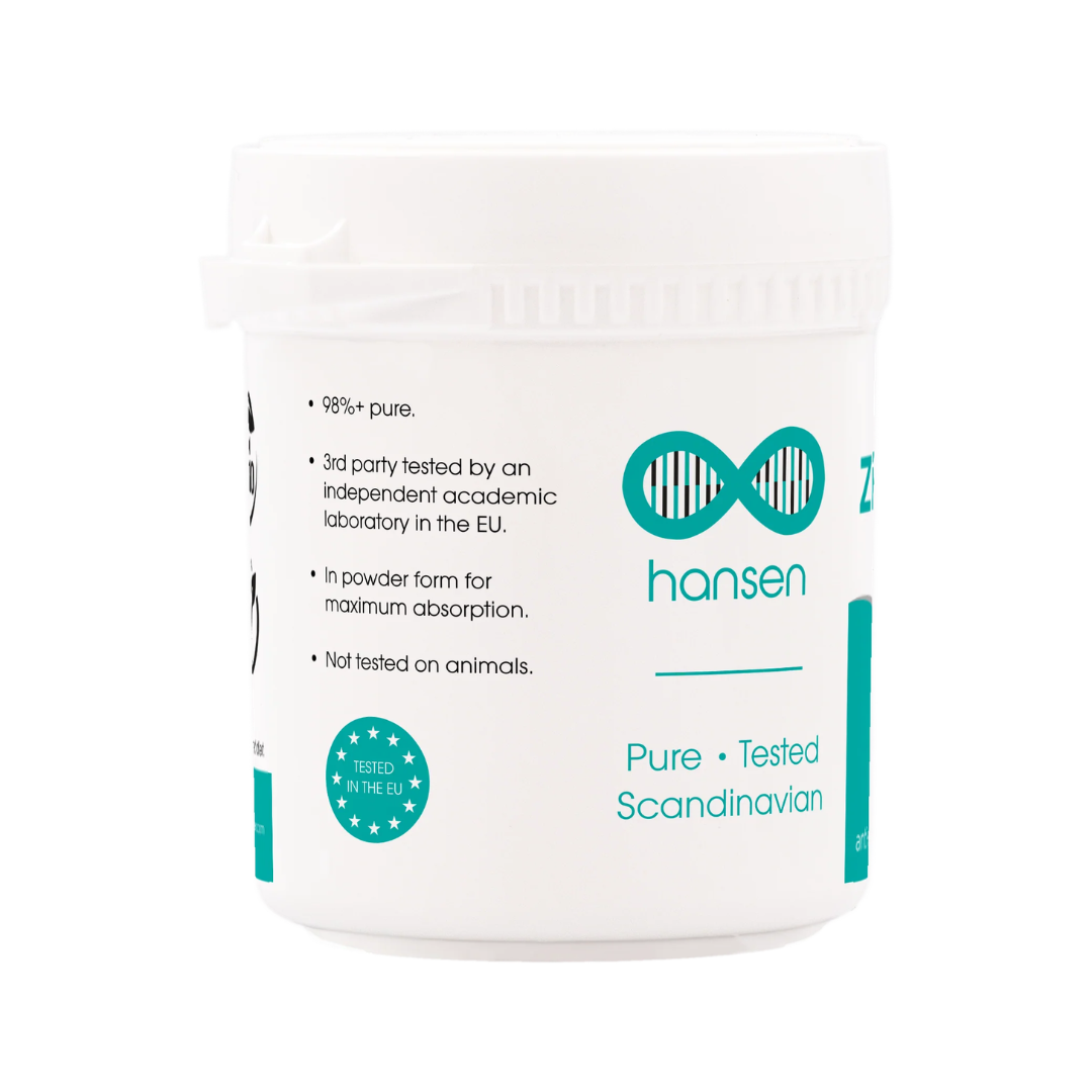 Container of Hansen product with label on a white background