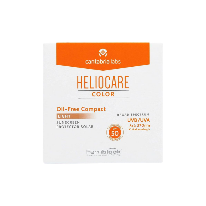 Heliocare Color oil-free compact sunscreen packaging on a transparent background