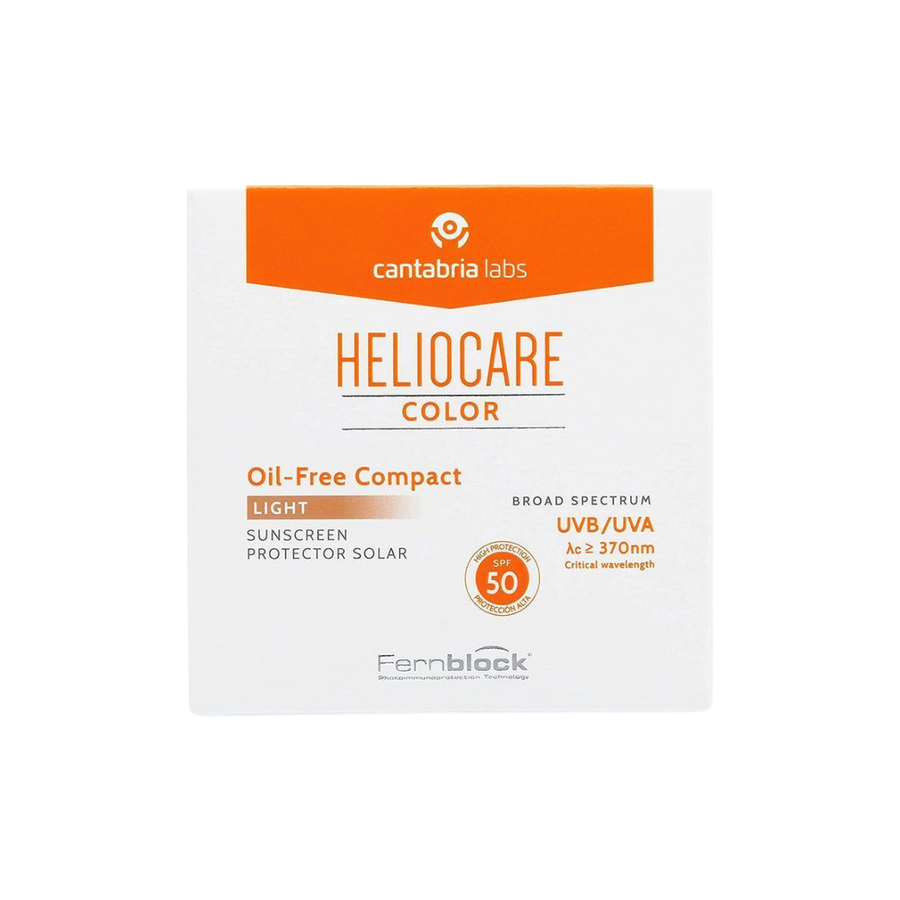 Heliocare Color oil-free compact sunscreen packaging on a transparent background