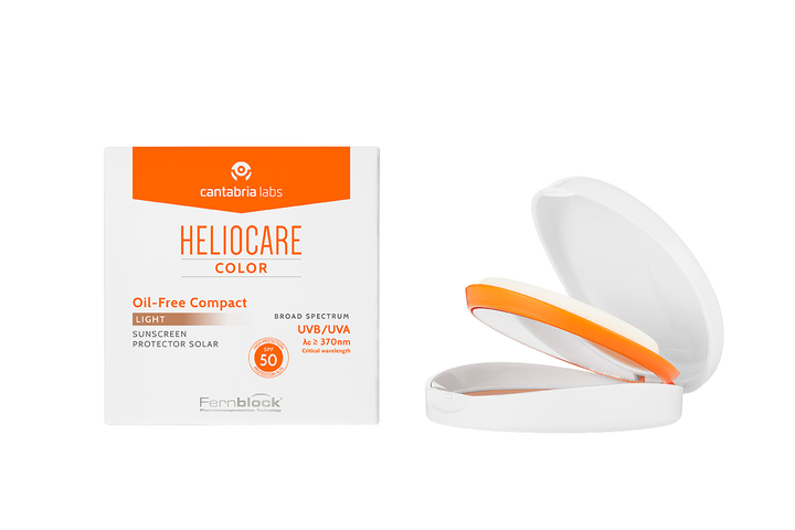 Heliocare compact sunscreen with packaging on a transparent background