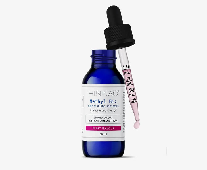 Blue bottle with dropper labeled 'HINNAO' on a white background